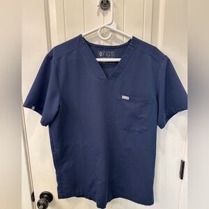 Figs Technical Collection Blue V-Neck Scrubs Top